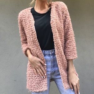 Quarter length Blush Pink Shag Jacket